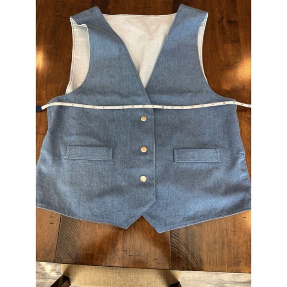 Vintage Denim Vest Sleeveless Button Front Boho Western Y2K Grunge Size Medium - Picture 6 of 12